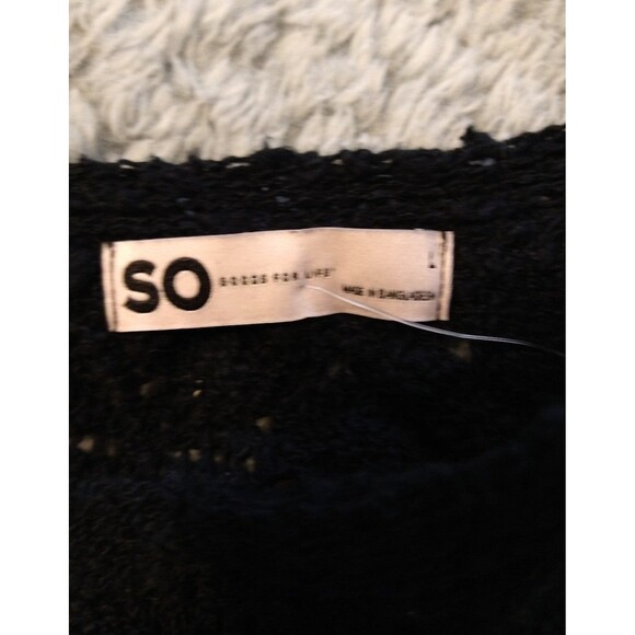 SO y2k crotchet cottage core feminine tie front tassel black top large - Picture 7 of 8